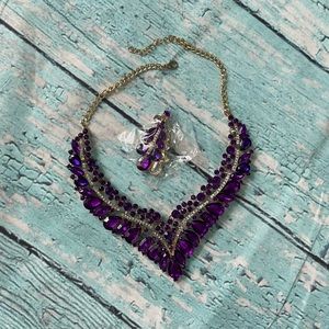 Purple prom jewelry set.